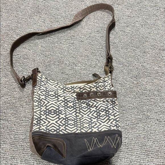 Myra Bag Handbags - Myra Bag Brown and Cream Patterned Shoulder Bag